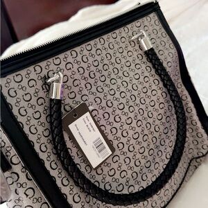G by Guess Gray and Black Monogram Tote